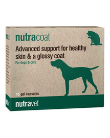 NUTRAVET Nutracoat 45 gélules pour une peau et un pelage sains chez les chiens et les chats