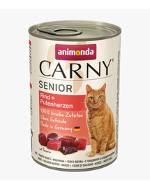 ANIMONDA Carny Senior - cœur de bœuf et de dinde 400 g pour les chats âgés de plus de 7 ans