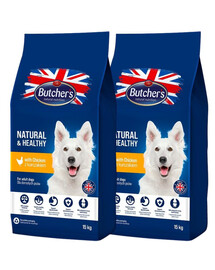 BUTCHER'S Natural&Healthy croquettes pour chiens au poulet 30 kg (2 x 15 kg)