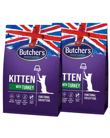 BUTCHER'S Functional Cat Kitten avec de la dinde 2x800 g