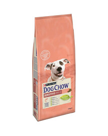 PURINA Dog Chow Adult Sensitive - Croquettes de saumon pour chiens adultes au système digestif, à la peau et au pelage sensibles - 14 kg