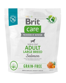 BRIT CARE Dog Grain-Free Adult large breed salmon - Croquettes sans céréales avec saumon pour chiens de grandes races - 1kg