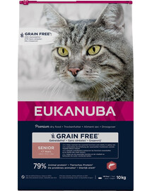 EUKANUBA Grain Free Senior - Saumon sans céréales pour chats âgés - 10 kg