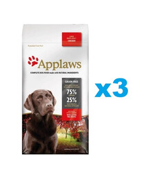 APPLAWS Dog Dry Adult - Poulet pour chiens de grandes races - 6 kg (3x2 kg)