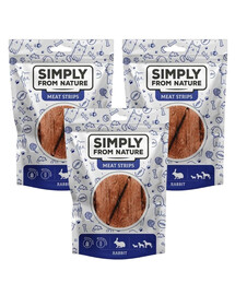 SIMPLY FROM NATURE Meat Strips - Bandes de viande de lapin pour chiens - 3x80 g