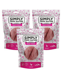 SIMPLY FROM NATURE Meat Strips - Bandes de viande d'oie pour chiens - 3x80 g
