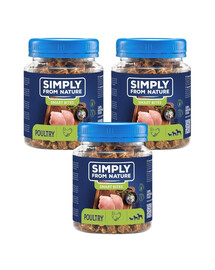 SIMPLY FROM NATURE Smart Bites - Friandises à base de viande de volailles pour chiens - 3x130 g