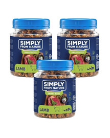 SIMPLY FROM NATURE Smart Bites - Friandises à base de viande d'agneau pour chiens - 3x130 g