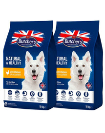 BUTCHER'S Natural&Healthy croquettes pour chien avec du poulet 20g (2 x 10kg)