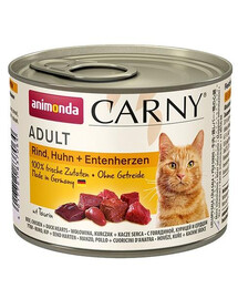 ANIMONDA Carny Adult Cœurs de bœuf, Poulet et Canard 200 g