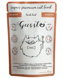 GUSSTO Cat Fresh Beef sachet pour chat, bœuf frais, 85 g
