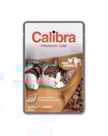 CALIBRA Cat Premium Line Adult Lamb&Poultry - avec agneau et volaille pour chats - 100 g