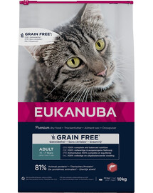 EUKANUBA Grain Free Adult - Saumon sans céréales pour chats adultes - 10 kg