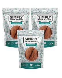 SIMPLY FROM NATURE Meat Strips - Bandes de viande de dinde pour chiens - 3x80 g