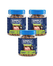 SIMPLY FROM NATURE Smart Bites - Friandises à base de viande de dinde pour chiens - 3x130 g