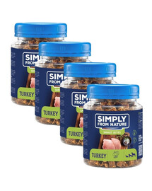 SIMPLY FROM NATURE Smart Bites - Friandises de viande de dinde pour chiens - 4x130 g