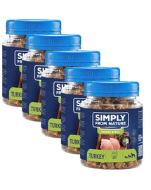 SIMPLY FROM NATURE Smart Bites - Friandises de dinde pour chiens - 5x130 g