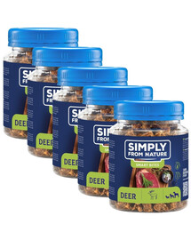 SIMPLY FROM NATURE Smart Bites - Friandises de cerf pour chiens - 5x130 g