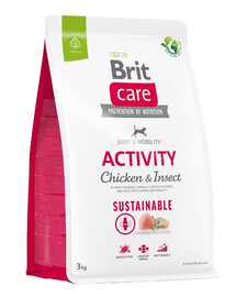 BRIT CARE Dog Sustainable Activity chicken insects - poulet & insectes pour chiens adultes actifs - 3 kg