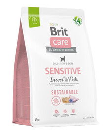 BRIT CARE Dog Sustainable Sensitive fish insecte pour chiens adultes avec poissons et insectes 3 kg