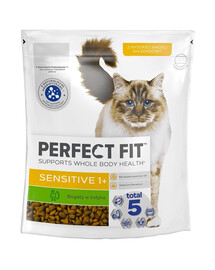 PERFECT FIT (Sensitive 1+) 750 g Riche en dinde - nourriture sèche pour chats à l'appareil digestif sensible