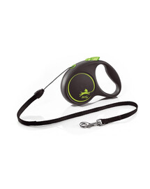FLEXI Laisse automatique Black Design S Corde 5m Vert