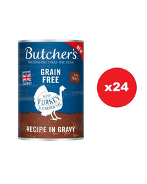 BUTCHER'S Original Recipe in Gravy, aliments pour chiens, morceaux de dinde en sauce 24 x 400g