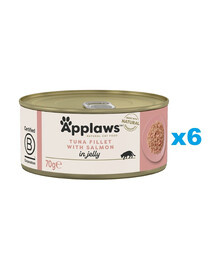 APPLAWS Cat Tin - Filet de thon avec saumon en gelée - 6x70g
