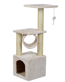 KATIDO Griffoir pour chat avec tunnel 92 cm beige