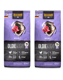 BELCANDO Baseline Oldie & Light Croquettes pour chiens adultes riches en volaille 2x12,5 kg