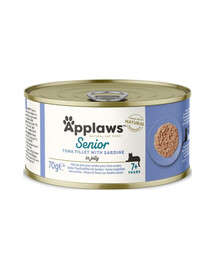 APPLAWS Cat Tin Senior - Nourriture humide Filet de thon et sardine pour chats séniors - 70 g