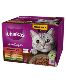 WHISKAS Adult Pure Delight Juicy Jellied Bites 24x85 g morceaux avec bœuf, poulet, agneau, volaille pour chats adultes