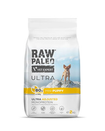 VETEXPERT RAW PALEO Ultra Turkey Mini Puppy - Croquettes avec dinde pour chiots de petites races - 2 kg