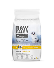 VETEXPERT RAW PALEO Ultra Turkey Medium&Large Puppy - Croquettes avec dinde pour chiots de moyennes et grandes races - 750 g