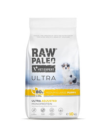 VETEXPERT RAW PALEO Ultra Turkey Medium&Large Puppy - Croquettes avec dinde pour chiots de moyennes et grandes races - 10 kg