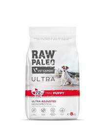 VETEXPERT RAW PALEO Ultra Beef Mini Puppy - Croquettes de viande de bœuf pour chiots de petites races - 8kg