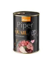 PIPER Aliment humide avec caille et canneberge pour chiens 400g
