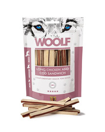 WOOLF Long Chicken And Cod Sandwich Sandwichs au poulet et à la morue 100g