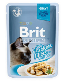 BRIT Premium Cat Fillets in Gravy nourriture humide au poulet pour chats 24x85 g