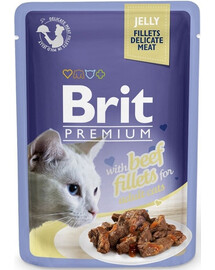 BRIT Premium Cat Delicate fillets in jelly avec du bœuf pour les chats 24x85g