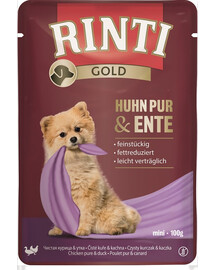 RINTI Chicken Pure&Duck Mini - sachet de poulet et de canard pour chiens de petites races - 100 g
