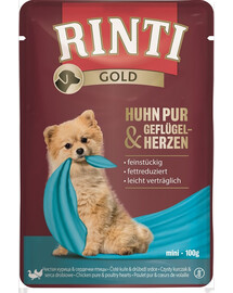 RINTI Chicken Pure&Poultry hearts Mini - sachet de cœur de poulet et de volaille pour chiens de petites races - 100 g