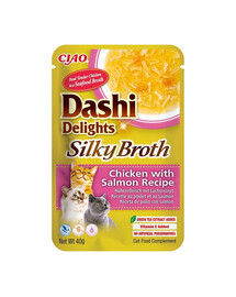INABA Cat Dashi Delights Silky Broth Poulet et saumon 40g