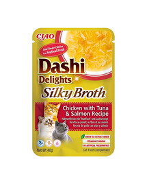 INABA Cat Dashi Delights Silky Broth Poulet, thon et saumon 40g