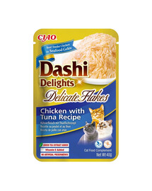 INABA Cat Dashi Delights Delicate Flakes Poulet et thon 40g