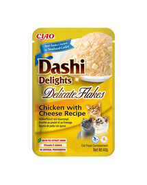 INABA Cat Dashi Delights Delicate Flakes Poulet et fromage 40g