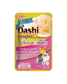 INABA Cat Dashi Delights Delicate Flakes Poulet et saumon 40g