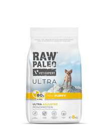 VETEXPERT RAW PALEO Ultra Turkey Mini Puppy - Croquettes avec dinde pour chiots de petites races - 8 kg