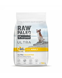 VETEXPERT RAW PALEO Ultra Turkey Mini Adult - Croquettes avec dinde pour chiens adultes de petite race - 750 g