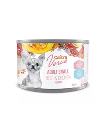 CALIBRA Dog Verve GF Adult Small Beef&Chicken - Nourriture humide sans céréales avec du bœuf et du poulet pour chiens de petites races - 200 g